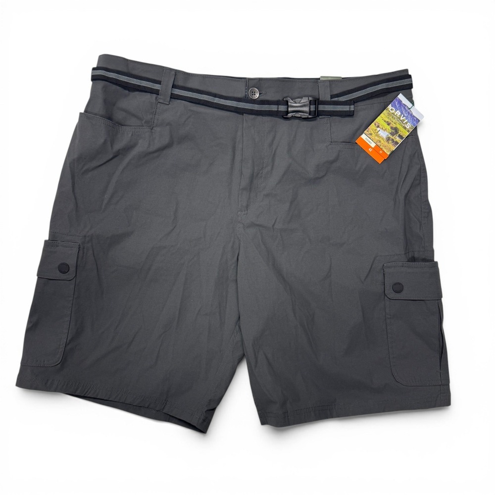 Orvis Voyager Cargo Shorts Mens 42 Charcoal Gray Outdoor Hiking Belted NWT